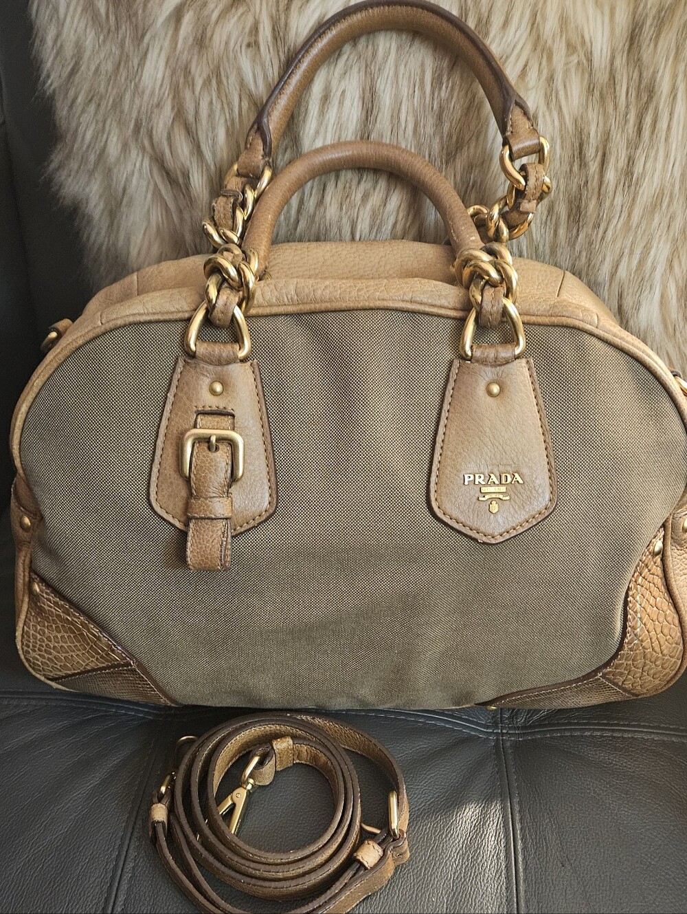 PradaLogo Jacquard Shoulder Bag - Picture 14 of 14